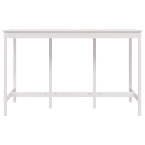 Бар маса, бяла, 180x80x110 см, борово дърво масив