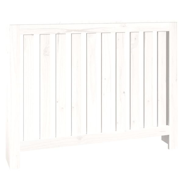 Параван за радиатор бял 108,5x19x84 см борово дърво масив