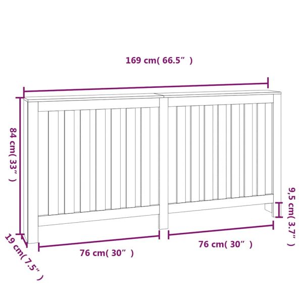 Параван за радиатор 169x19x84 см борово дърво масив