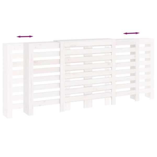 Параван за радиатор бял 210x21x85 см борово дърво масив