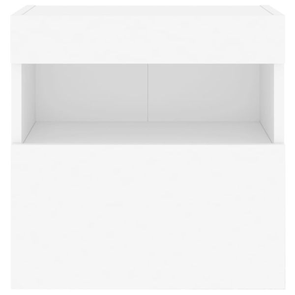 Стенен ТВ шкаф с LED осветление, бял, 40x30x40 см