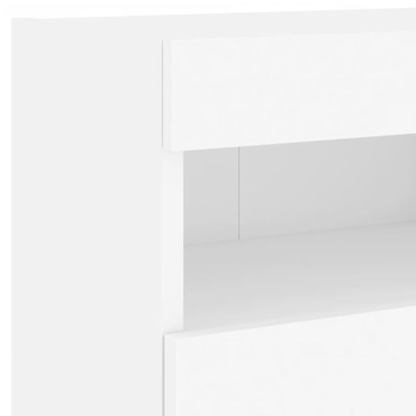 Стенен ТВ шкаф с LED осветление, бял, 40x30x40 см