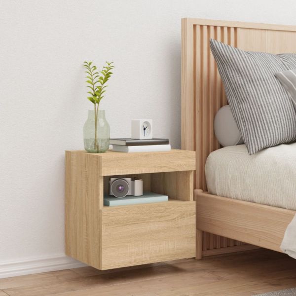 Стенен ТВ шкаф с LED осветление, сонома дъб, 40x30x40 см