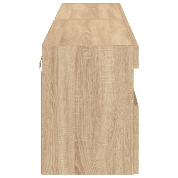 Стенни ТВ шкафове с LED лампи, 2 бр, сонома дъб, 80x30x40 см