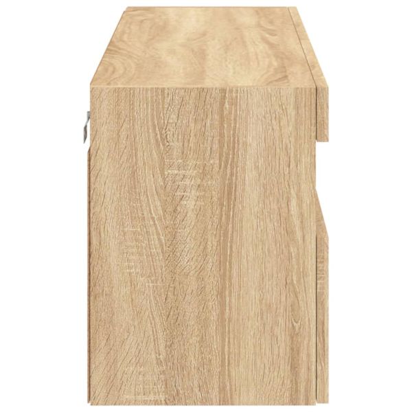 Стенен ТВ шкаф с LED осветление, сонома дъб, 100x30x40 см