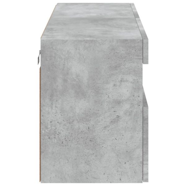 Стенен ТВ шкаф с LED осветление, бетонно сив, 100x30x40 см