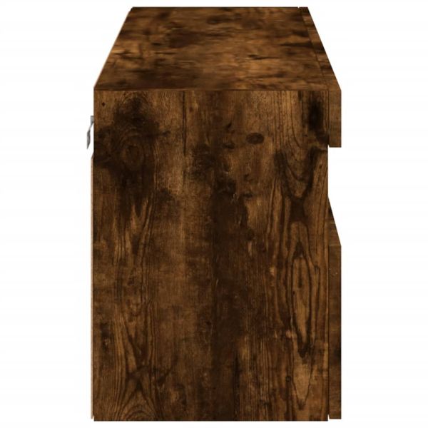 Стенен ТВ шкаф с LED осветление, опушен дъб, 100x30x40 см