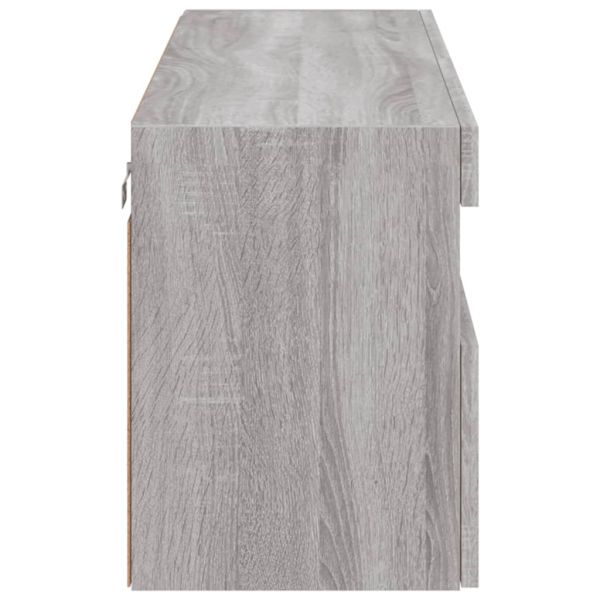 Стенен ТВ шкаф с LED осветление, сив сонома, 100x30x40 см