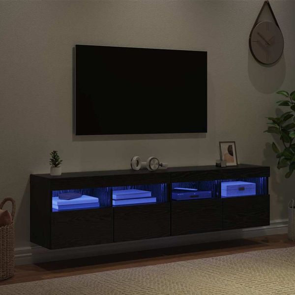 Кабинети за телевизор на стената 2 pcs Черния дъб