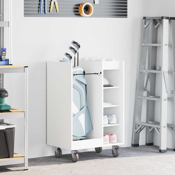 Голф шкаф с колело Едноцветен Бяло 65 x 45 x 98 см