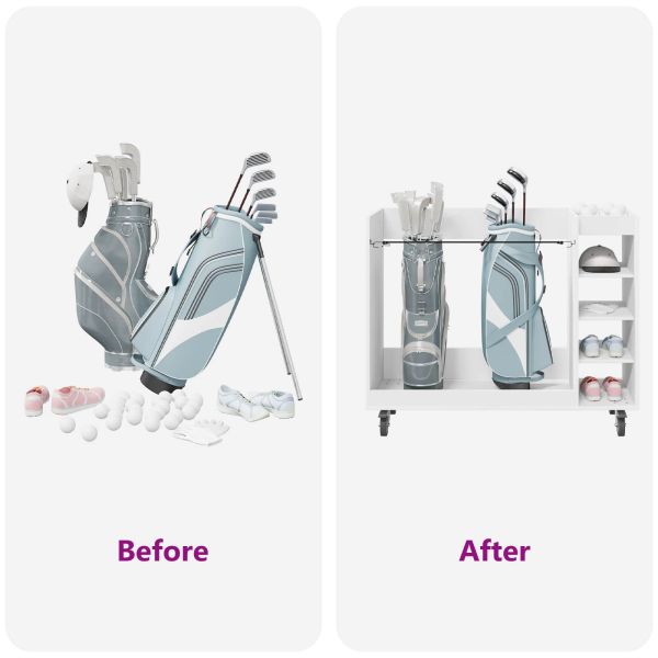 Голф шкаф с колело Едноцветен Бяло 120 x 45 x 98 см