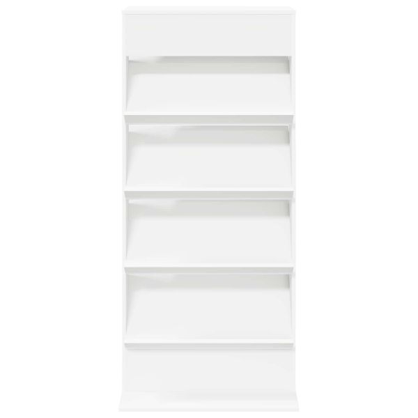 Етажерка за списания Бяло 70 x 41 x 156 см Инженерно дърво