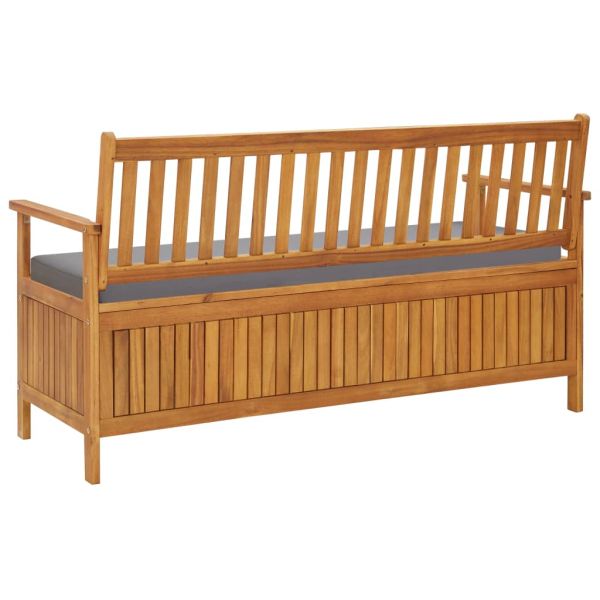 Градинска пейка за съхранение с възглавница 148 см акация масив