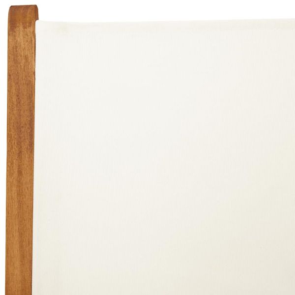 Градински трапезен комплект, 7 части, кремавобял, плат и масив