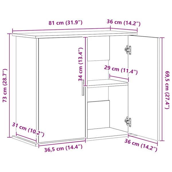 Стойка за аквариум, черен дъб, 81x36x73 см, инженерно дърво