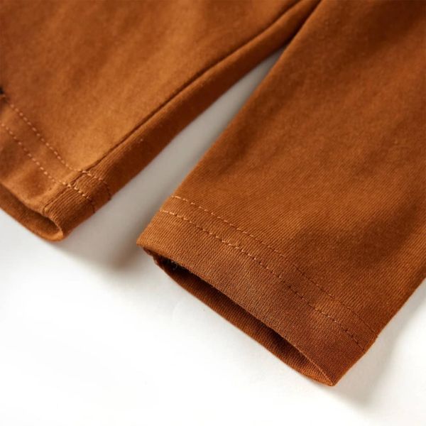 Детска тениска с дълъг ръкав, коняк, 128