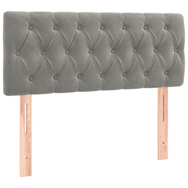 Боксспринг легло с матрак, светлосиво, 90x200 см, кадифе