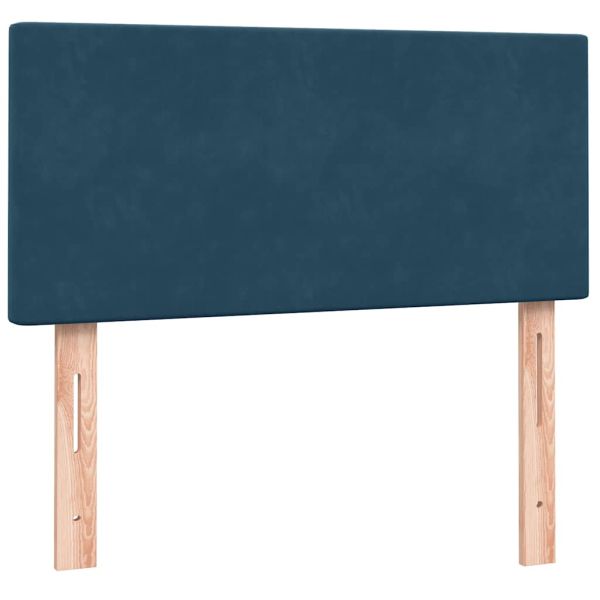 Боксспринг легло с матрак, тъмносиньо, 80x210 cm, кадифе