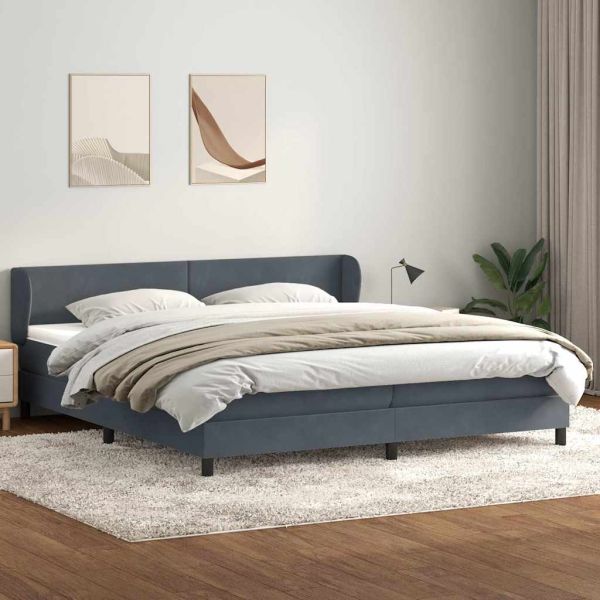 Box Spring легло с матраци Тъмно сиво 180x210 cm кадифе