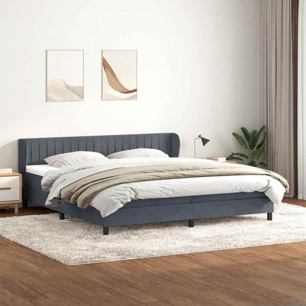 Box Spring легло с матраци Тъмно сиво 180x210 cm кадифе