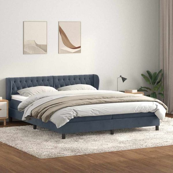 Box Spring легло с матраци Тъмно сиво 180x210 cm кадифе