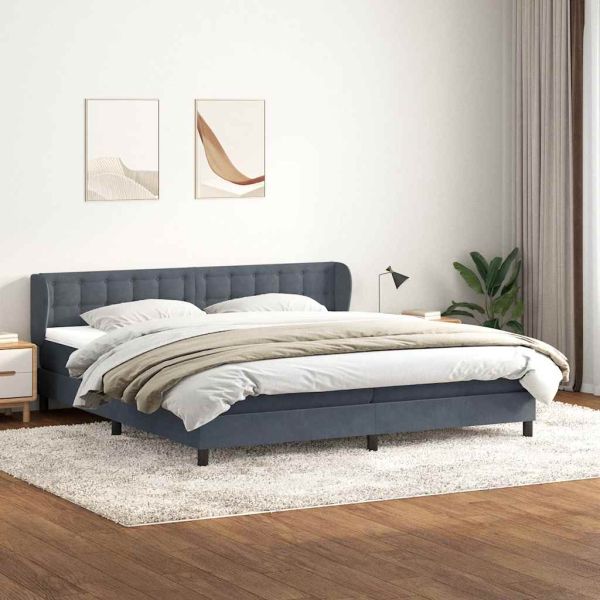 Box Spring легло с матраци Тъмно сиво 180x210 cm кадифе