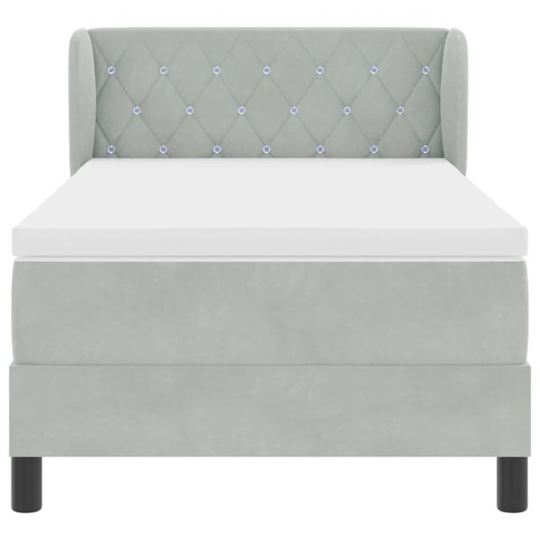 Легло с пружинирана основа Светлосиво 90 x 190 cm Кадифе