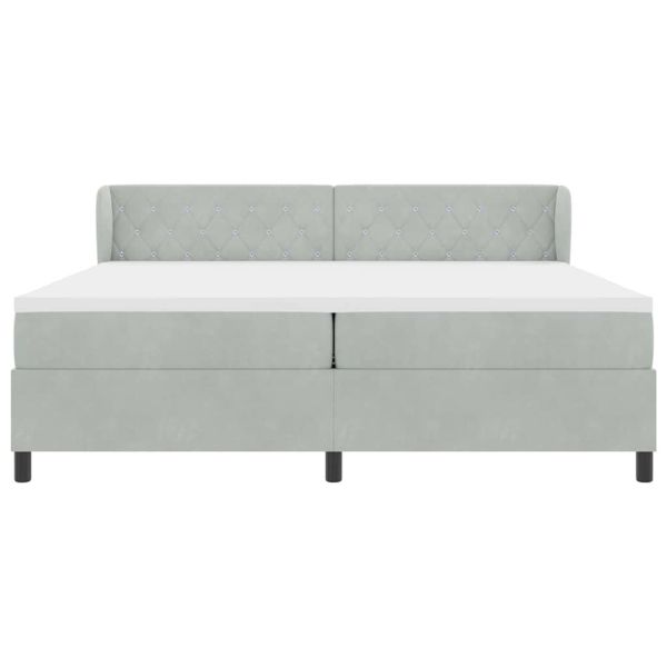 Легло с пружинирана основа Светлосиво 200 x 200 cm Кадифе