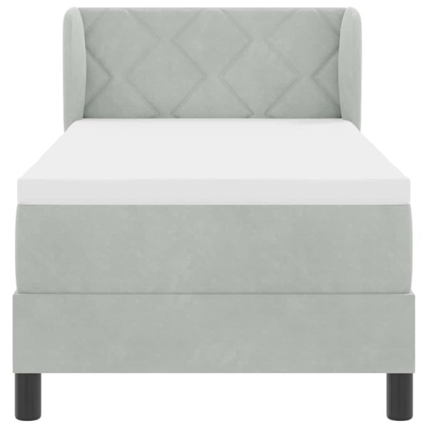 Легло с пружинирана основа Светлосиво 80 x 200 cm Кадифе