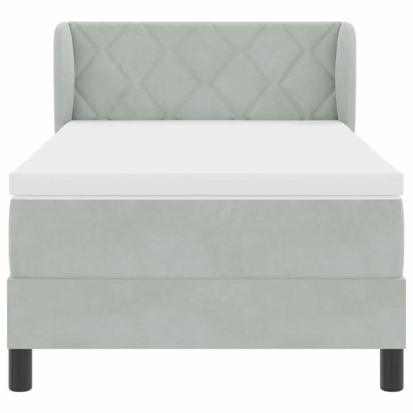 Легло с пружинирана основа Светлосиво 90 x 200 cm Кадифе