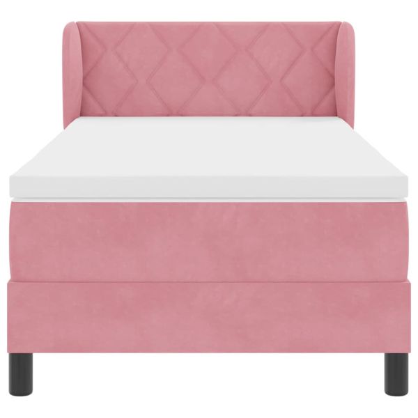 Легло с пружинирана основа с матрак Розово 100 x 200 cm Кадифе