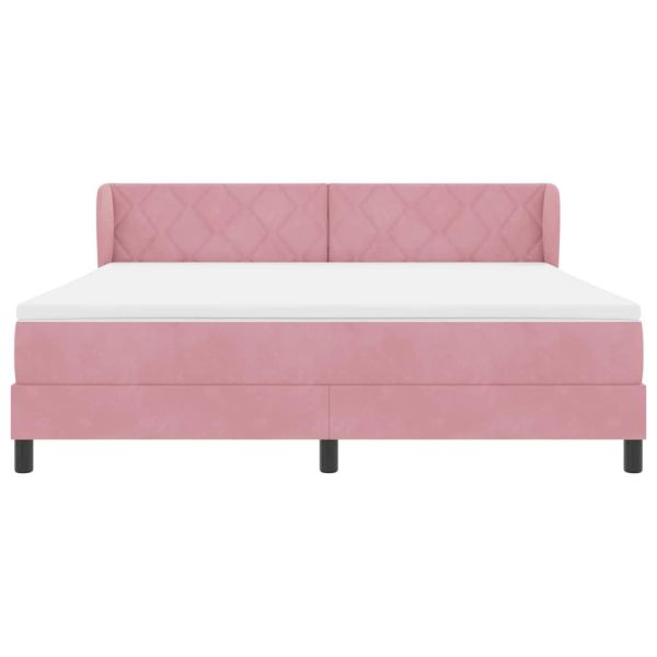 Легло с пружинирана основа с матрак Розово 180 x 200 cm Кадифе