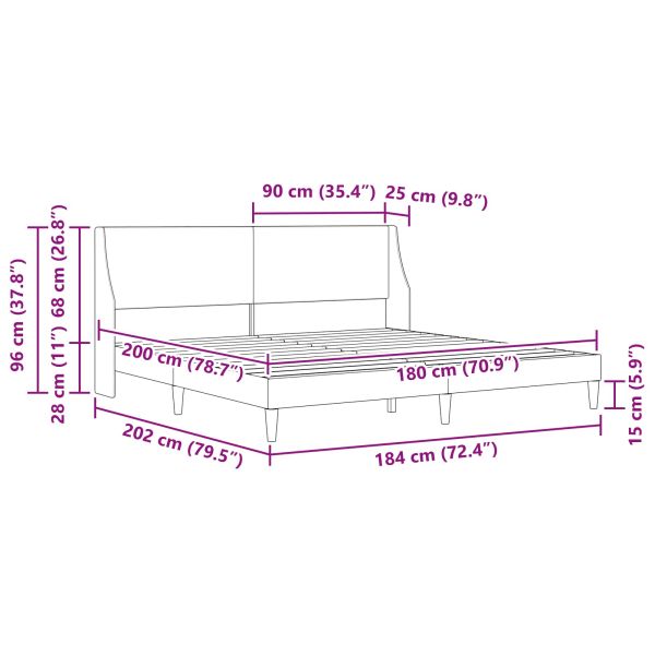 Рамка за легло с таблото Тъмен сив 180 x 200 cm Кадифе