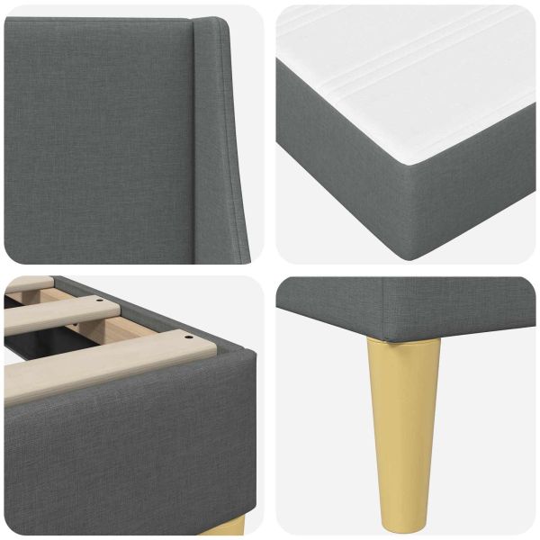 Рамка за легло с матрак с таблото Тъмен сив 90 x 200 cm текстил