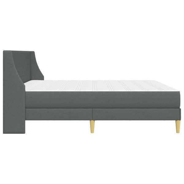 Рамка за легло с матрак с таблото 2 pcs Тъмен сив текстил