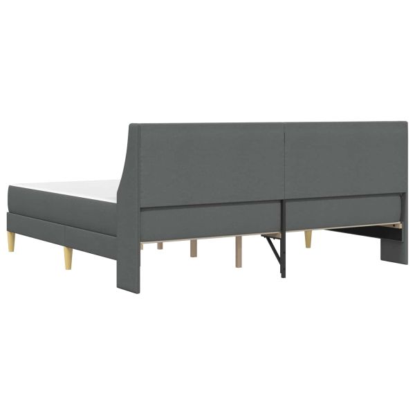 Рамка за легло с матрак с таблото 2 pcs Тъмен сив текстил