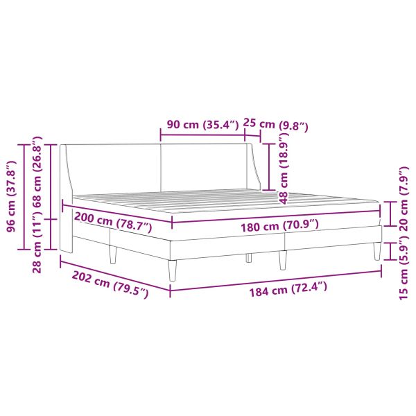 Рамка за легло с матрак с таблото 2 pcs Тъмен сив текстил