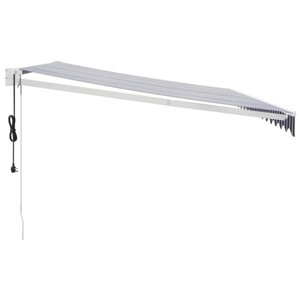 Автоматично прибираща се тента, синьо и бяло, 4x3 м