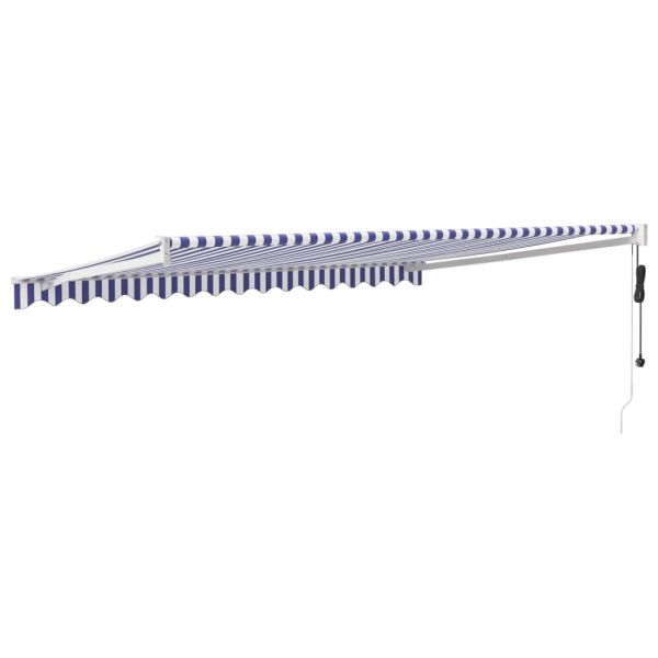 Автоматично прибираща се тента, синьо и бяло, 4,5x3 м