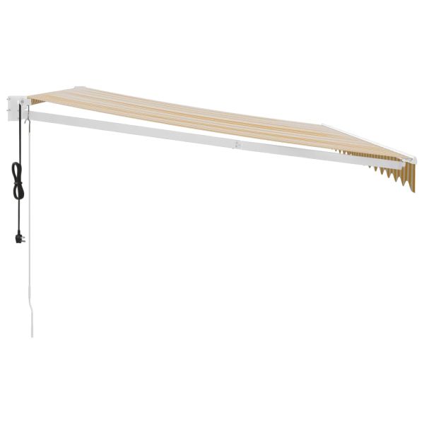 Автоматично прибираща се тента, жълто и бяло, 4,5x3 м