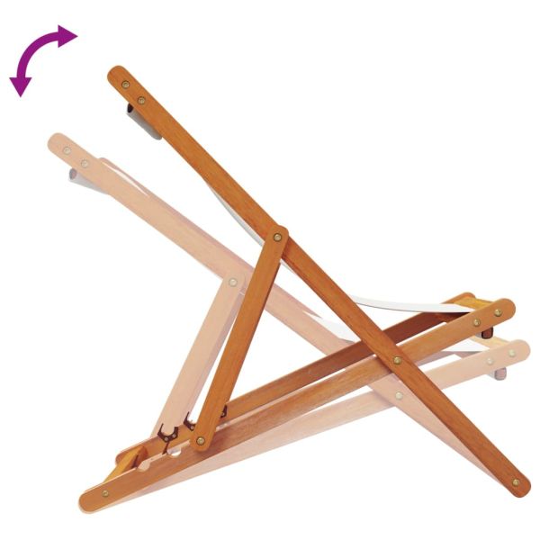 Сгъваеми плажни столове, 2 бр, кремавобели, текстил