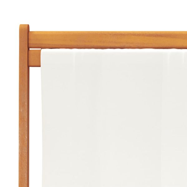 Сгъваеми плажни столове, 2 бр, кремавобели, текстил