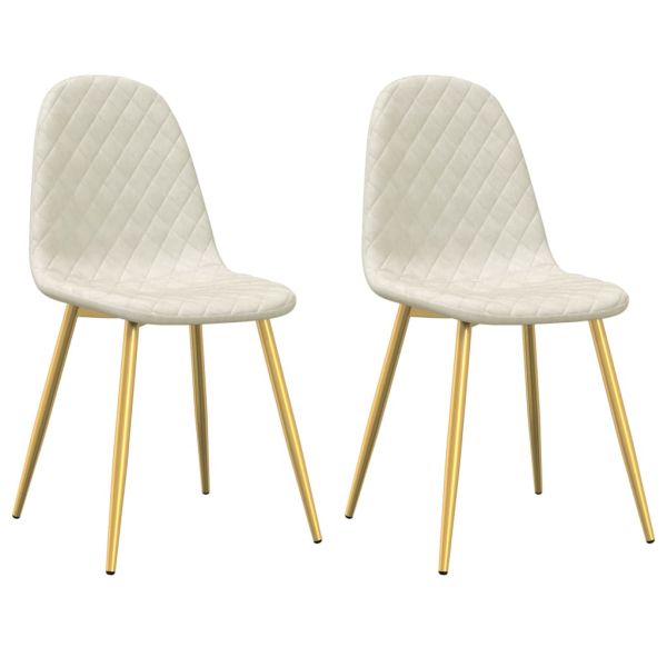 Трапезни столове, 2 бр, кремави, кадифе
