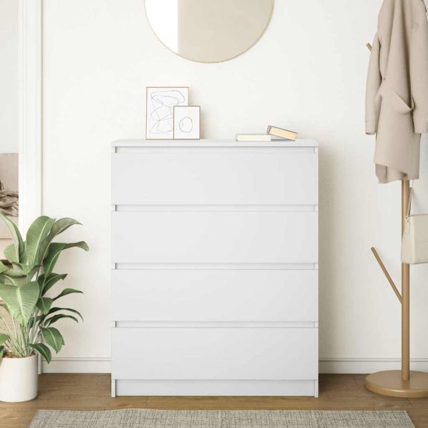 Сайдборд, бял, 80x35x99 см, инженерно дърво