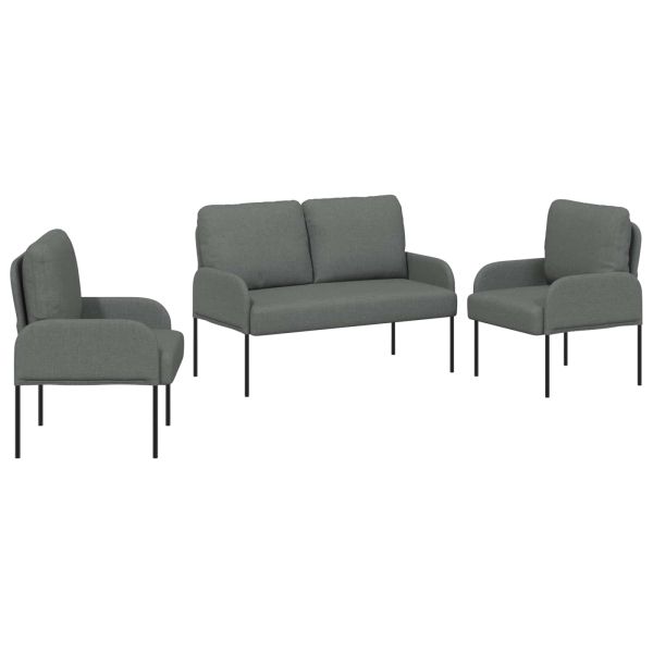 Комплекти дивани 3 pcs Тъмен сив 115 x 56 x 80 см Шперплат