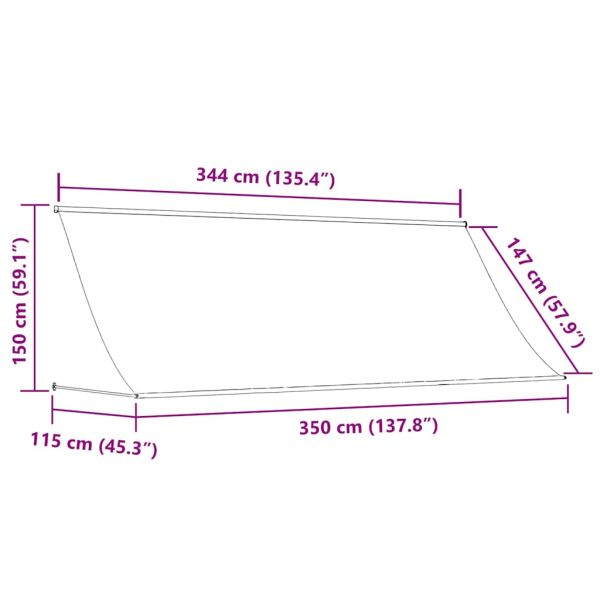 Прибираща се тента, антрацит, 350x150 см, плат и стомана