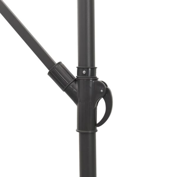 Градински чадър с LED и стоманен прът, кафяв, 269x269x235 см