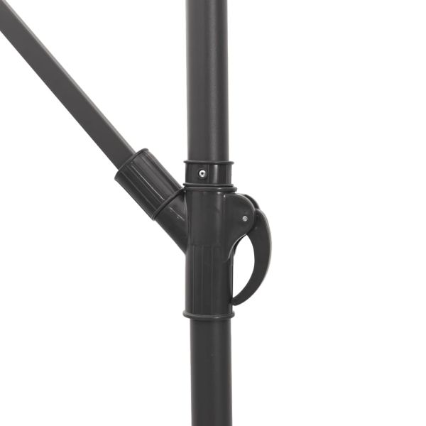 Градински чадър с LED и стоманен прът, кафяв, 290x290x238 см