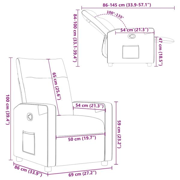 Реклайнер стол, светлосив, текстил