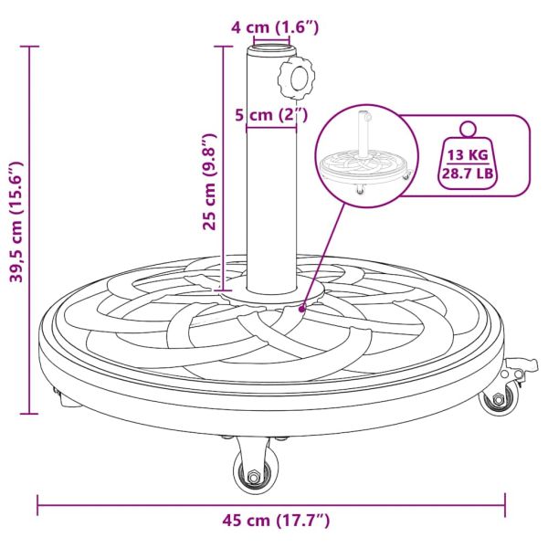 Основа за чадър Арт Деко Черно Ø 45 х 39,5 см Желязо